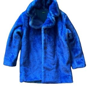 United Color of Benetton Blue Faux Fur Coat Girl Size L
